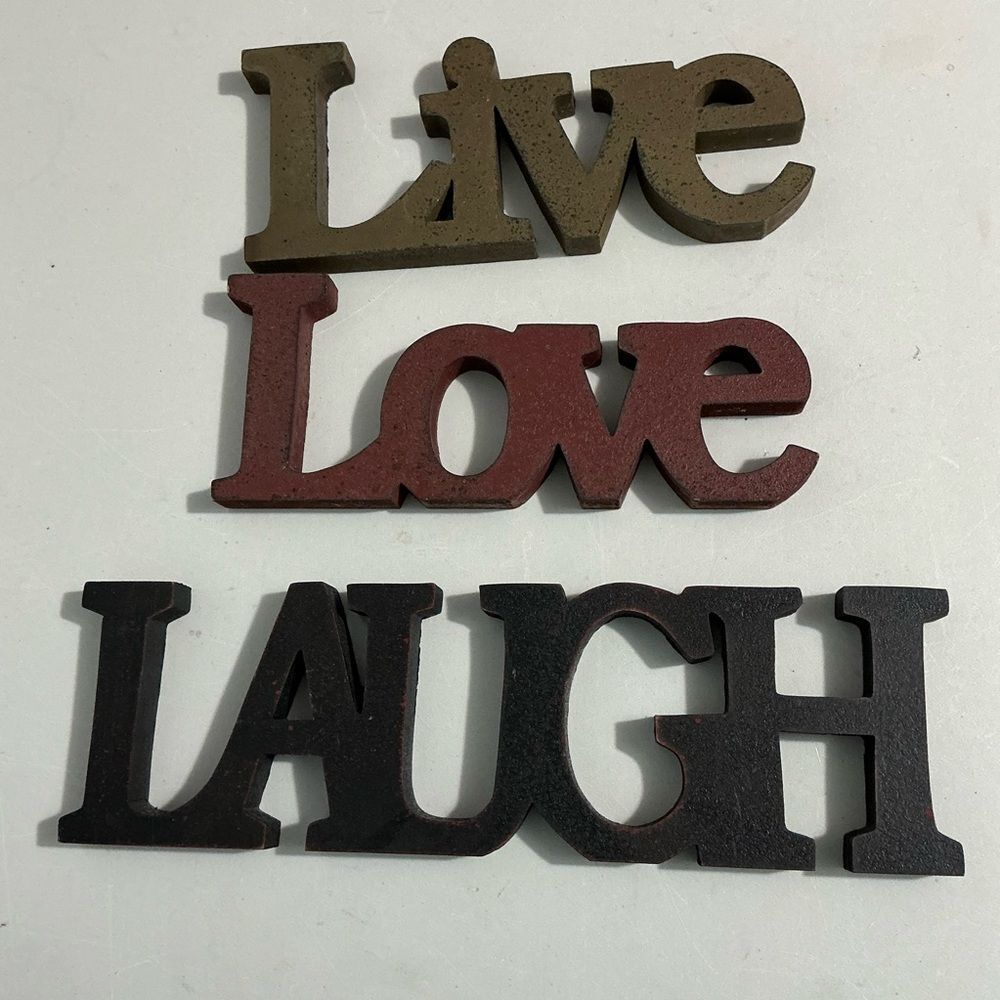 Live Love Laugh Wall Decor Set - Brown, Red, Black